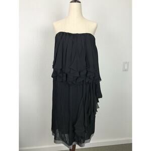 Max Azria Pleated Ruffled Strapless Dress